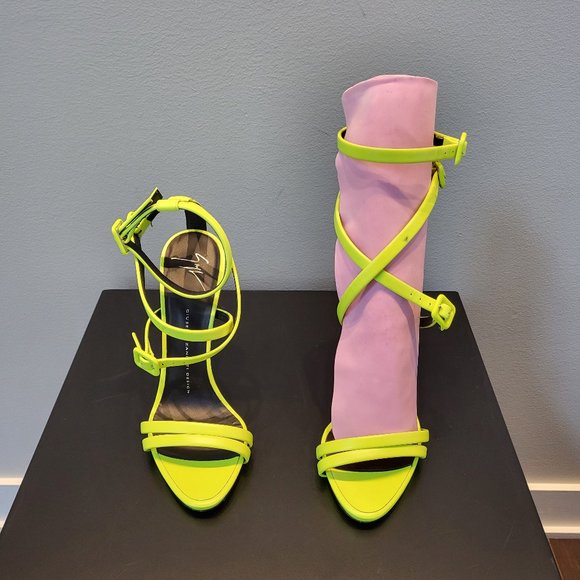 Giuseppe Zanotti neon lime green high heel strappy sandals - Picture 3 of 7